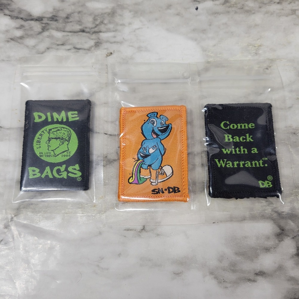 NEW DIME BAGS LIBERTY DIME PATCH "LIBERTY" "IN LIFE WE TRUST" HOOK BACK Lot Of 3
